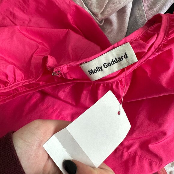 NWT Molly Goddard Caerys Taffeta Mini Dress in Bubblegum Sz 44 Ruffle Drop Hem - Picture 3 of 9